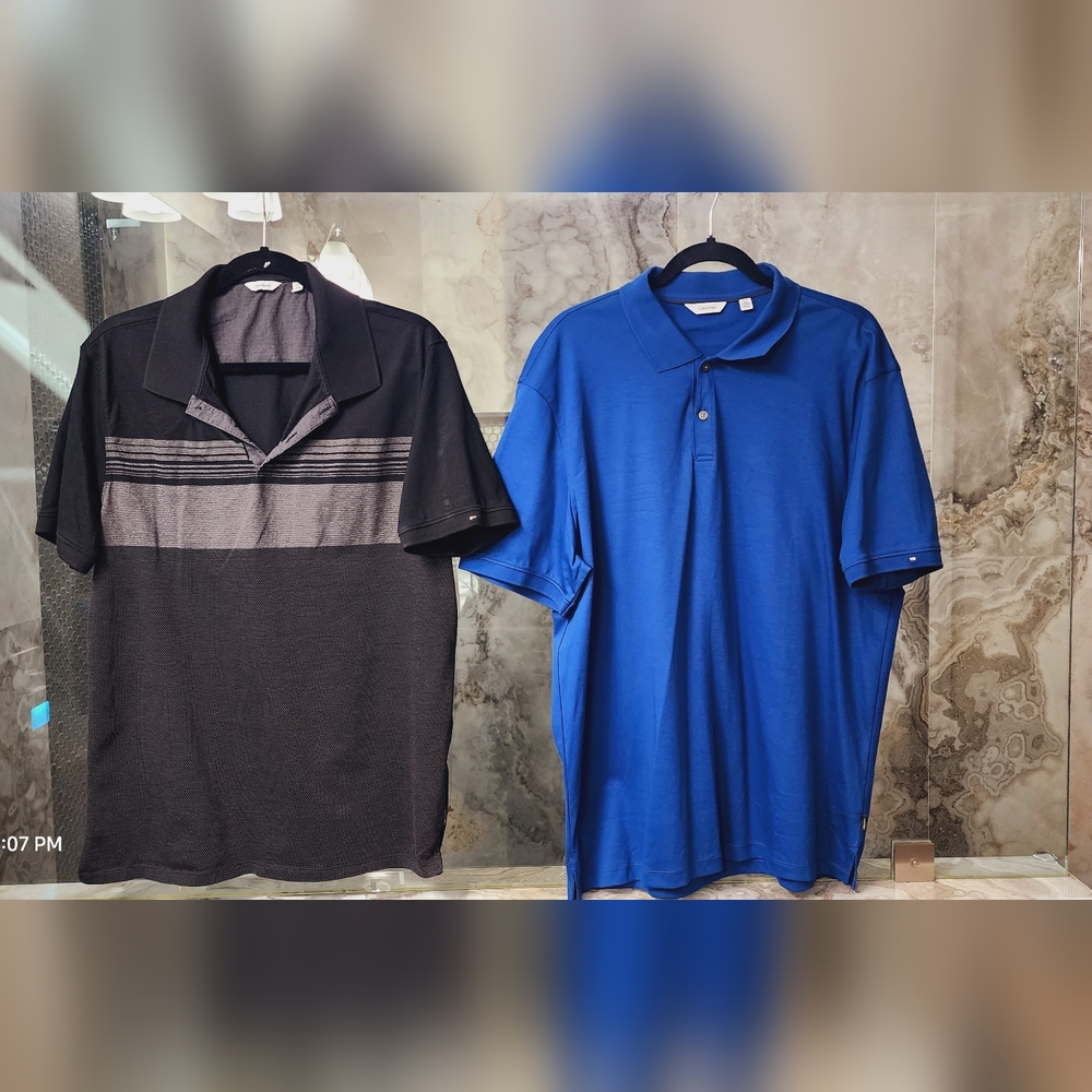 Calvin Klein Polo Shirts, Size: L. Color: Black/Blue PRICE: $25